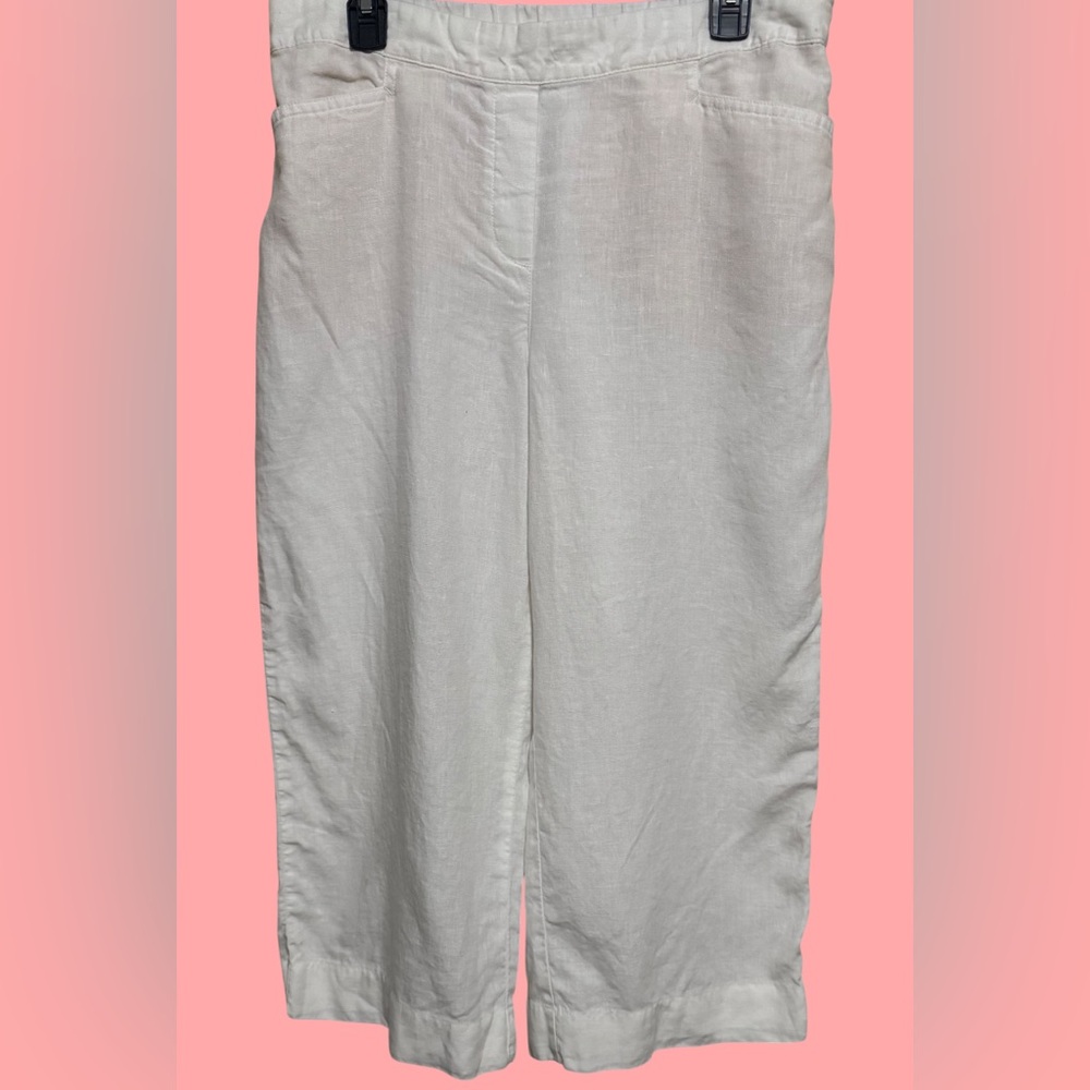 J. Jill Women's Linen White Cropped Pants, Medium, 100% Linen. NWOT